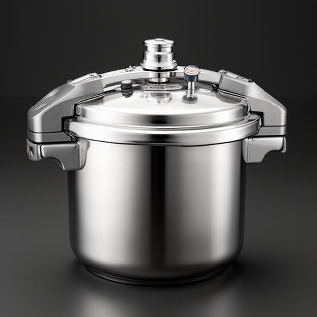 Olla a presión de 6 litros con sistema de seguridad y tapa brillante en cocina de catálogo